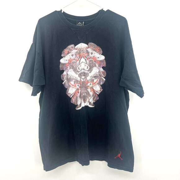 Vintage Jordan Nike Air History of Jordan Sneaker Black T-Shirt Men's XL - Picture 1 of 6